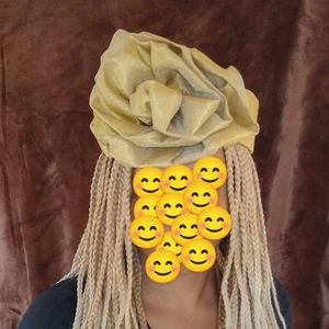 Gold gele cap, West African crown hat
